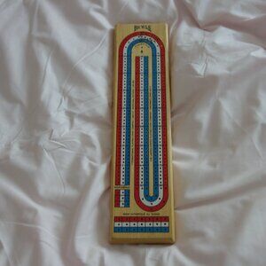 Vintage Bicycle 3-Track Color-Coded Red White & Blue Wooden Cribbage Board